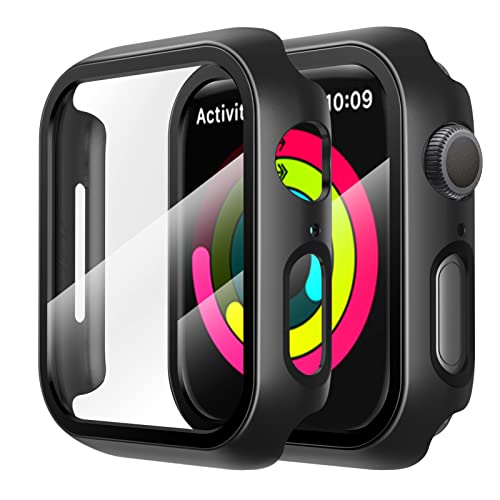 seacosmo 2-Stück für Apple Watch Series 6/SE/5/4 40mm Hülle Mit PET Anti-Kratzen Displayschutz, 360 Grad Rundum Schutzhülle Ultradünne PC iwatch case für iWatch Series 6/SE/5/4 40mm Schwarz von seacosmo