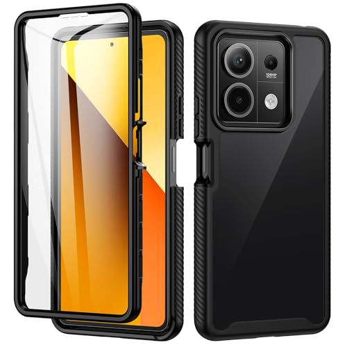 seacosmo Handyhülle für Xiaomi Redmi Note 13 5G Hülle (Nicht für 4G), 360 Grad Vollschutz Case Redmi Note 13 Stoßfest Cover Rugged Schutzhülle mit eingebautem Displayschutz, Schwarz von seacosmo