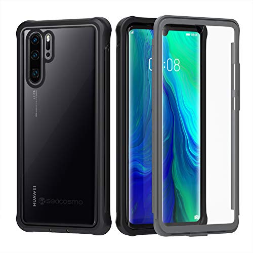 seacosmo Huawei P30 Pro Hülle, Huawei P30 Pro New Edition Hülle, Stoßfest P30 Pro Case 360 Grad Rugged Handyhülle mit eingebautem Displayschutz für P30 Pro, Schwarz von seacosmo