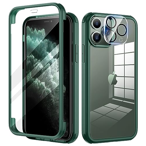 seacosmo Kompatibel für iPhone 11 Pro Max Hülle mit eingebautem Panzerglas Displayschutz und Kamera Schutzfolie [9H HD], 360 Grad Case Ganzkörper Stoßfeste Handyhülle iPhone 11 Pro Max - Grün von seacosmo