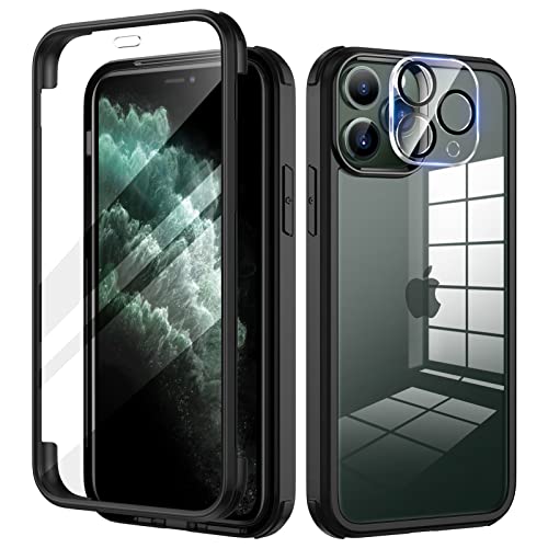 seacosmo Kompatibel für iPhone 11 Pro Max Hülle mit eingebautem Panzerglas Displayschutz und Kamera Schutzfolie [9H HD], 360 Grad Case Ganzkörper Stoßfeste Handyhülle iPhone 11 Pro Max - Schwarz von seacosmo