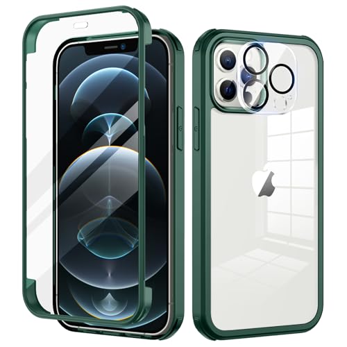 seacosmo Kompatibel für iPhone 12 Pro Max Hülle mit eingebautem Panzerglas Displayschutz und Kamera Schutzfolie [9H HD], 360 Grad Case Ganzkörper Stoßfeste Handyhülle iPhone 12 Pro Max - Grün von seacosmo