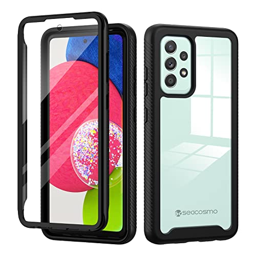 seacosmo Samsung A52s 5G Hülle, 360 Grad Handyhülle Samsung A52s 5G Stoßfest Schutzhülle Cover mit Integriertem Displayschutz für A52 4G/5G, Schwarz von seacosmo