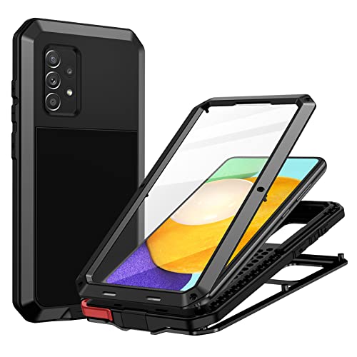 seacosmo Samsung A52s 5g Hülle, 360 Grad Metall Handyhülle Samsung A52 Ganzkörper Stoßfest Case mit eingebauter Panzerglas für Galaxy A52s, Schwarz von seacosmo