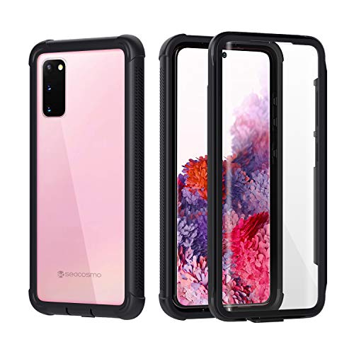 seacosmo Samsung Galaxy S20 Hülle, Stoßfest Cover S20 360 Grad vollschutz Handyhülle Rugged Schutzhülle S20 mit eingebautem Vorderseite (ohne Displayschutz), Schwarz von seacosmo