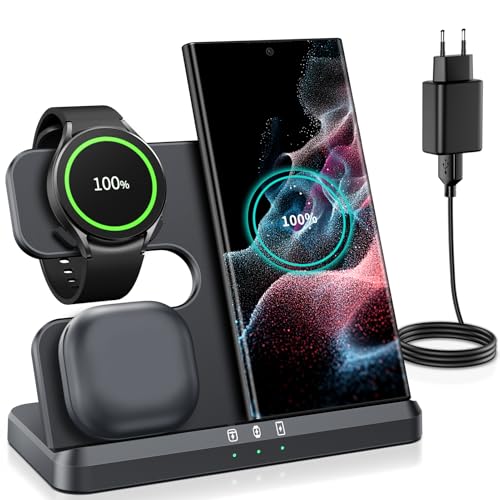 seacosmo Wireless Charger, 18W 3 in 1 Induktive Ladestation für Galaxy Watch 7/ Ultra /6 Classic/5/4/3/2/Pro, Kabelloses Ladegerät Kompatibel mit Samsung S24/23/22/21//FE/PLUS/Ultra Flip/Fold und Buds seacosmo Wireless Charger, 18W 3 in 1 Induktive Ladestation für Galaxy Watch 7/ Ultra /6 Classic/5/4/3/2/Pro, Kabelloses Ladegerät Kompatibel mit Samsung S24/23/22/21//FE/PLUS/Ultra Flip/Fold und Buds von seacosmo