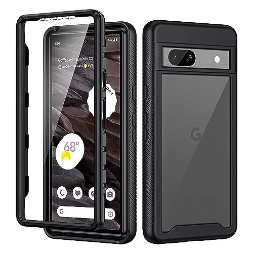 seacosmo für Google Pixel 7A Hülle [mit Eingebautem Displayschutz] 360 Grad vollschutz Pixel 7A Case Stoßfest Rugged Handyhülle, Schwarz von seacosmo