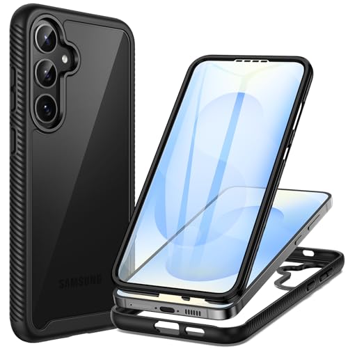 seacosmo für Samsung Galaxy S24 Hülle mit Eingebautem Displayschutz, 360 Grad vollschutz Handyhülle S24 5G Stoßfest Rugged Case, Schwarz von seacosmo