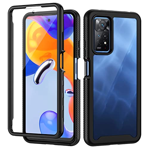 seacosmo für Xiaomi Redmi Note 11 Pro/11 Pro 5G Hülle, Stoßfest Handyhülle redmi Note 11 Pro 360 Grad vollschutz Cover Rugged Schutzhülle mit eingebautem Displayschutz, Schwarz von seacosmo