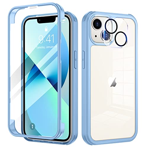 seacosmo für iPhone 13 Mini Hülle mit eingebautem Panzerglas Displayschutz und Kamera Schutzfolie [9H HD], 360 Grad Handyhülle Ganzkörper Stoßfeste iPhone 13 Mini Case - Blau von seacosmo