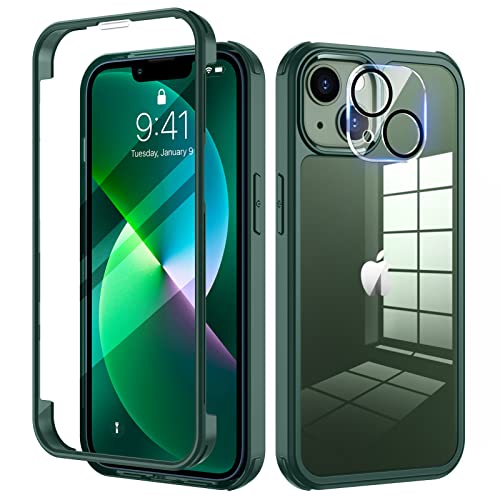 seacosmo für iPhone 13 Mini Hülle mit eingebautem Panzerglas Displayschutz und Kamera Schutzfolie [9H HD], 360 Grad Handyhülle Ganzkörper Stoßfeste iPhone 13 Mini Case - Grün von seacosmo