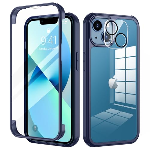 seacosmo für iPhone 13 Mini Hülle mit eingebautem Panzerglas Displayschutz und Kamera Schutzfolie [9H HD], 360 Grad Handyhülle Ganzkörper Stoßfeste iPhone 13 Mini Case - Navy von seacosmo