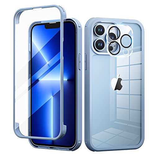 seacosmo für iPhone 13 Pro Max Hülle mit eingebautem Panzerglas Displayschutz und Kamera Schutzfolie [9H HD], 360 Grad Handyhülle Ganzkörper Stoßfeste iPhone 13 Pro Max Case - Blau von seacosmo