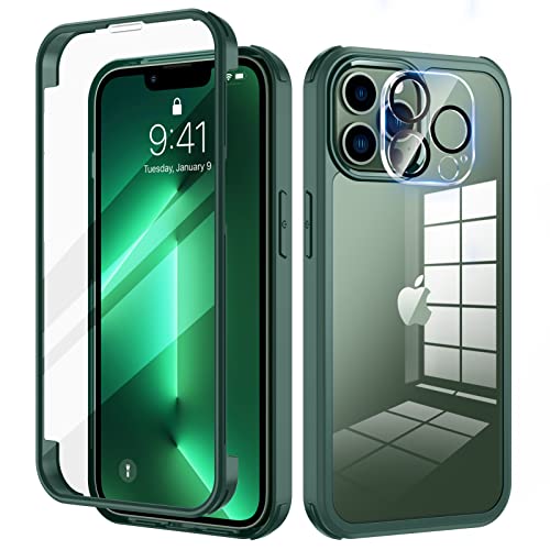 seacosmo für iPhone 13 Pro Max Hülle mit eingebautem Panzerglas Displayschutz und Kamera Schutzfolie [9H HD], 360 Grad Handyhülle Ganzkörper Stoßfeste iPhone 13 Pro Max Case - Grün von seacosmo