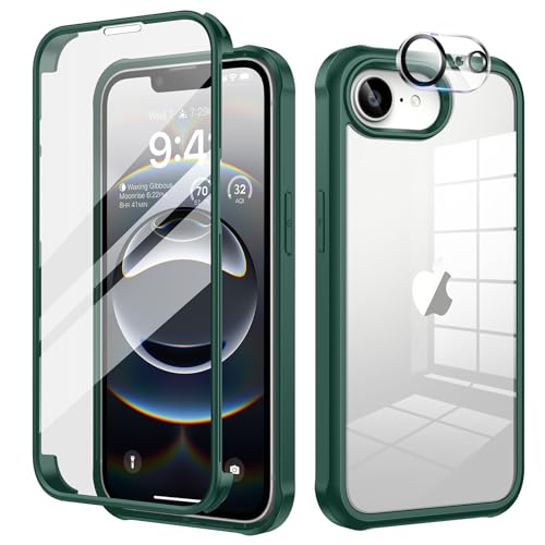 seacosmo für iPhone 16E Hülle mit eingebautem Panzerglas Displayschutz und Kamera Schutzfolie [9H HD], 360 Grad Handyhülle Ganzkörper Stoßfeste iPhone 16E Case - Grün von seacosmo