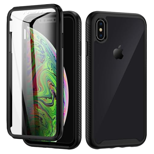 seacosmo iPhone XS Max Hülle, Stoßfest Case iPhone XS Max 360 Grad Rugged Handyhülle mit eingebautem Displayschutz für iPhone XS Max, Schwarz von seacosmo
