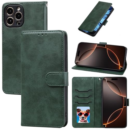 Kompatibel mit iPhone 16 Pro Max Hülle, Schutzhülle aus echtem Leder mit stoßfester TPU-Schale, Magnetverschluss, I16 Pro MaxCase mit Kartenhalter, Kickstand und RFID-Blockierung Kompatibel mit iPhone 16 Pro Max Hülle, Schutzhülle aus echtem Leder mit stoßfester TPU-Schale, Magnetverschluss, I16 Pro MaxCase mit Kartenhalter, Kickstand und RFID-Blockierung von seaoppn