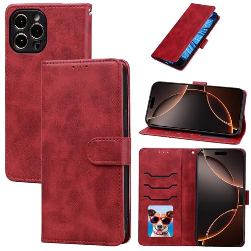 Kompatibel mit iPhone 16 Pro Max Hülle, Schutzhülle aus echtem Leder mit stoßfester TPU-Schale, Magnetverschluss, I16 Pro MaxCase mit Kartenhalter, Kickstand und RFID-Blockierung Kompatibel mit iPhone 16 Pro Max Hülle, Schutzhülle aus echtem Leder mit stoßfester TPU-Schale, Magnetverschluss, I16 Pro MaxCase mit Kartenhalter, Kickstand und RFID-Blockierung von seaoppn