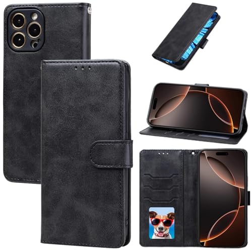 Kompatibel mit iPhone 16 Pro Max Hülle, Schutzhülle aus echtem Leder mit stoßfester TPU-Schale, Magnetverschluss, I16 Pro MaxCase mit Kartenhalter, Kickstand und RFID-Blockierung Kompatibel mit iPhone 16 Pro Max Hülle, Schutzhülle aus echtem Leder mit stoßfester TPU-Schale, Magnetverschluss, I16 Pro MaxCase mit Kartenhalter, Kickstand und RFID-Blockierung von seaoppn