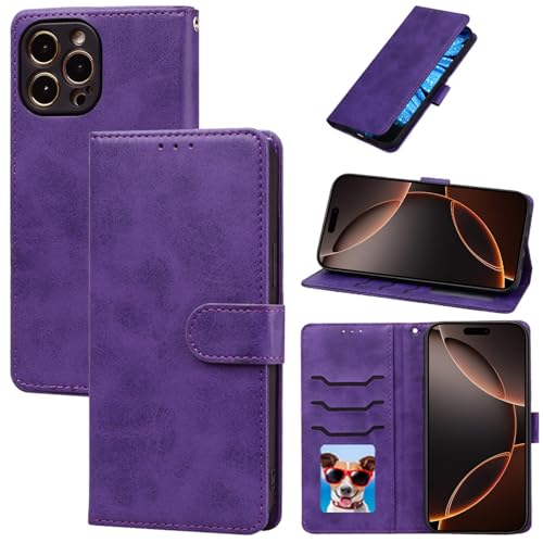 Kompatibel mit iPhone 16 Pro Max Hülle, Schutzhülle aus echtem Leder mit stoßfester TPU-Schale, Magnetverschluss, I16 Pro MaxCase mit Kartenhalter, Kickstand und RFID-Blockierung Kompatibel mit iPhone 16 Pro Max Hülle, Schutzhülle aus echtem Leder mit stoßfester TPU-Schale, Magnetverschluss, I16 Pro MaxCase mit Kartenhalter, Kickstand und RFID-Blockierung von seaoppn