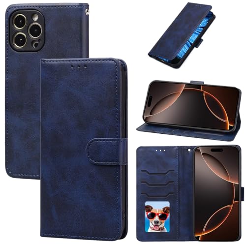 Kompatibel mit iPhone 16 Pro Max Hülle, Schutzhülle aus echtem Leder mit stoßfester TPU-Schale, Magnetverschluss, I16 Pro MaxCase mit Kartenhalter, Kickstand und RFID-Blockierung Kompatibel mit iPhone 16 Pro Max Hülle, Schutzhülle aus echtem Leder mit stoßfester TPU-Schale, Magnetverschluss, I16 Pro MaxCase mit Kartenhalter, Kickstand und RFID-Blockierung von seaoppn