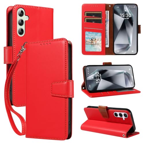 Leder Wallet Case für Samsung A36, Flip Magnetic Protective Shockproof and Stand Feature A36 Sam Sung Phone Case, TPU Shell Galaxy A 36 Phone Cases with Card Holder Red Leder Wallet Case für Samsung A36, Flip Magnetic Protective Shockproof and Stand Feature A36 Sam Sung Phone Case, TPU Shell Galaxy A 36 Phone Cases with Card Holder Red von seaoppn