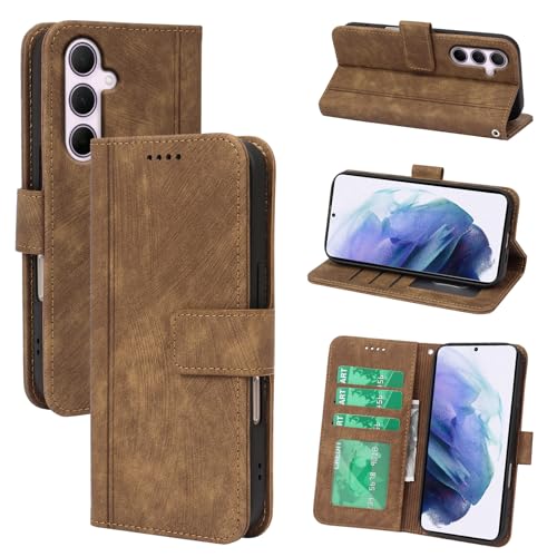 Leder Wallet Case für Samsung A56, Flip Magnetic Protective Shockproof and Stand Feature A56 Sam Sung Phone Case, TPU Shell Galaxy A 56 Phone Cases with Card Holder Brown Leder Wallet Case für Samsung A56, Flip Magnetic Protective Shockproof and Stand Feature A56 Sam Sung Phone Case, TPU Shell Galaxy A 56 Phone Cases with Card Holder Brown von seaoppn