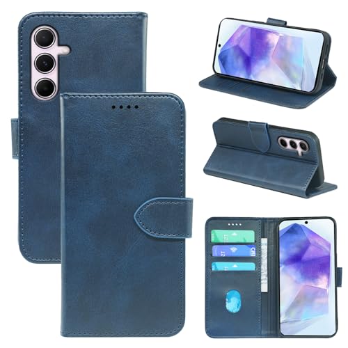 Schutzhülle für Samsung A56, PU-Leder, Brieftasche, Galaxy A56, stoßfeste TPU-Schale, magnetische Schutzhülle mit 3 Kartenfächern und Standfunktion, kompatibel mit Sam-Sung A 56, Blau Schutzhülle für Samsung A56, PU-Leder, Brieftasche, Galaxy A56, stoßfeste TPU-Schale, magnetische Schutzhülle mit 3 Kartenfächern und Standfunktion, kompatibel mit Sam-Sung A 56, Blau von seaoppn