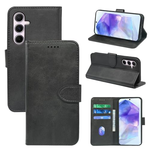 Schutzhülle für Samsung A56, PU-Leder, Brieftasche, Galaxy A56, stoßfeste TPU-Schale, magnetische Schutzhülle mit 3 Kartenfächern und Standfunktion, kompatibel mit Sam-Sung A 56, Schwarz Schutzhülle für Samsung A56, PU-Leder, Brieftasche, Galaxy A56, stoßfeste TPU-Schale, magnetische Schutzhülle mit 3 Kartenfächern und Standfunktion, kompatibel mit Sam-Sung A 56, Schwarz von seaoppn