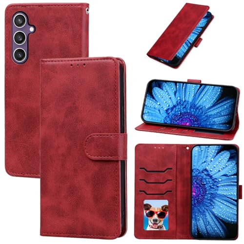 Schutzhülle für Samsung S24 FE, luxuriöses PU-Leder, Brieftasche mit TPU-Innenschale, S24 FE-Hülle, magnetisch, Rundumschutz, Standfunktion, Anti-Drop, Kartenhalter, Rot Schutzhülle für Samsung S24 FE, luxuriöses PU-Leder, Brieftasche mit TPU-Innenschale, S24 FE-Hülle, magnetisch, Rundumschutz, Standfunktion, Anti-Drop, Kartenhalter, Rot von seaoppn