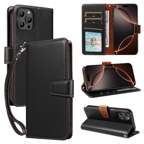 Schutzhülle für iPhone 16 Pro Max, magnetischer Schutz, RFID-Blockierung, 3 Kartenfächer, stoßfeste TPU-Schale, iPhone 16 Pro Max, Klappetui, Premium-PU-Leder, Schwarz Schutzhülle für iPhone 16 Pro Max, magnetischer Schutz, RFID-Blockierung, 3 Kartenfächer, stoßfeste TPU-Schale, iPhone 16 Pro Max, Klappetui, Premium-PU-Leder, Schwarz von seaoppn