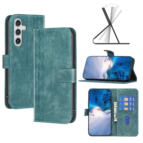 Wallet Case für Samsung S24 FE, Luxus Leder Wallet Book Flip S24 FE Hülle, TPU Rundumschutz Innenschale Sam Sung S24FE Hüllen mit Standfunktion Kartenfächern und Magnetverschluss Grün Wallet Case für Samsung S24 FE, Luxus Leder Wallet Book Flip S24 FE Hülle, TPU Rundumschutz Innenschale Sam Sung S24FE Hüllen mit Standfunktion Kartenfächern und Magnetverschluss Grün von seaoppn