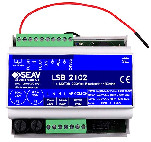 Seav LSB 2102 Elektronisches Steuergerät, 1 Motor, DIN-Rail-Modul, Bluetooth/433 MHz von seav