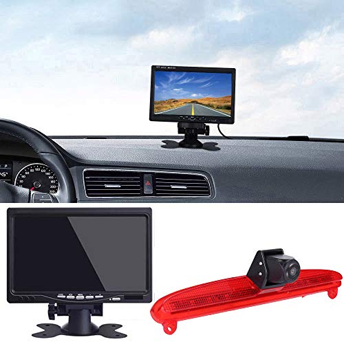 Mit 7 Zoll LCD Monitor, Nachtsicht HD Doppelkameras Einparkhilfe Kamera Bremsleuchte Rückfahrkamera Ersatz für IVECO Daily 6 Transporter Baujahr 2015-2017 Bremslicht Light Brake Stoplampe von sedodogo