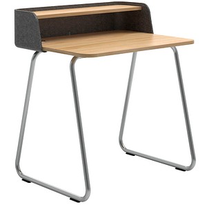 sedus secretair home Schreibtisch eiche, anthrazit rechteckig, Kufen-Gestell chrom 82,4 x 61,2 cm von sedus