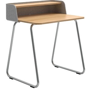 sedus secretair home Schreibtisch eiche, hellgrau rechteckig, Kufen-Gestell chrom 82,4 x 61,2 cm von sedus