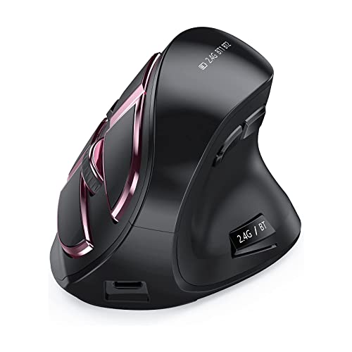 Ergonomische Maus kabellos Seenda wiederaufladbare vertikale Maus für Mehrzweck (BT3.0 5.0 2.4GHz) ergonomische Maus Bluetooth für Laptop PC SmartTV Mac Smartphone Tablet iPad Schwarz und Roségold von seenda