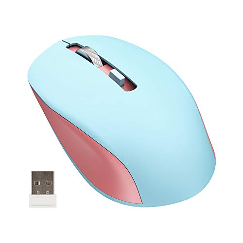Seenda Kabellose Maus für Laptop, 2,4 G schnurlose Computer-Mäuse, geräuschloses Klicken mit 3 einstellbaren DPI für PC, Notebook, Desktop, MacBook mit USB-Anschlüssen, Blau und Rosa von seenda