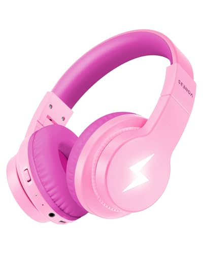 seenda Bluetooth Kopfhörer Kinder, Kinderkopfhörer Bluetooth mit 85dB/94dB Lautstärkebegrenzung, 45H Spielzeit, 3 Lightning-Modi, Bluetooth5.3, eingebautes Mikrofon für Schule/Reisen, Rose von seenda