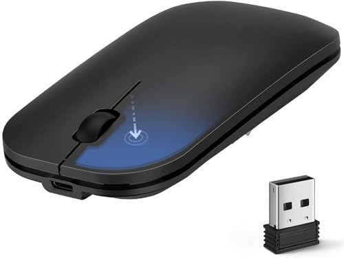 seenda Kabellose Maus wiederaufladbar, Ersatzmaus WGJP-031B Set / KS15F Set, Schwarz von seenda