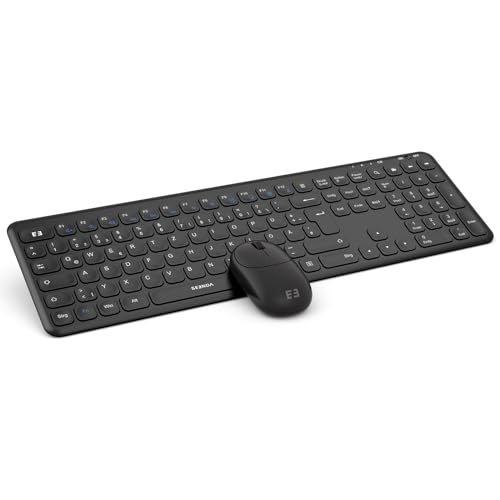 seenda Kabellose Tastatur und Maus Set, Ultradünne Fullsize Funktastatur mit Maus mit USB Emfänger für PC/Laptop/Smart TV/Zuhause/Büro, QWERTZ Layout und Leises klick(Schwarz) von seenda