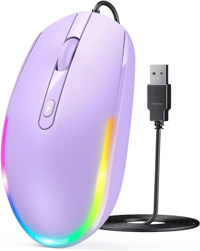 seenda Maus mit Kabel, PC Computermaus mit Kabel, 1600 DPI USB Maus Kabelgebunden für Laptop/PC/Computer/Mac, Lila von seenda