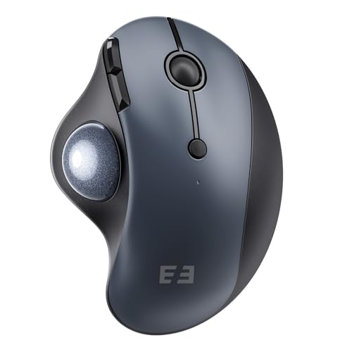 seenda Trackball Maus Kabellos, 2,4G USB & Bluetooth Maus mit Trackball, 8 Leise Tasten, 200 bis 1600 DPI, Wiederaufladbare Ergonomische Trackball für PC, Laptop, Tablet (Schwarz & Blau) von seenda