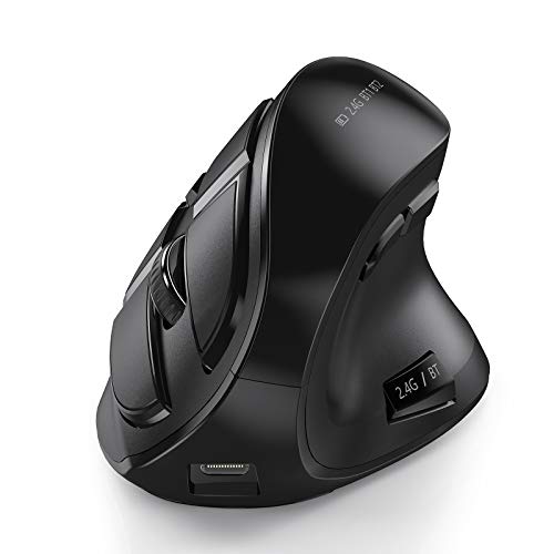 seenda Vertikale Ergonomische Kabellose Maus(Dual Bluetooth +2.4G Wiederaufladbare Gaming Funkmaus, Multi-Device Wireless Computer Mouse für Laptop/PC/Mac/Tablet/iPad(Windows/Android/iOS), Schwarz von seenda