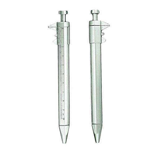2 Stück einziehbarer Kugelschreiber 1,0 mm Multifunktions-Gelschreiber Messschieber Tintenroller Messlineal Schreibgerät von seluluory