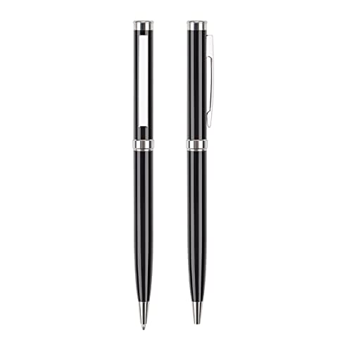 seluluory 2 x Metall-Kugelschreiber, einziehbar, schwarze Tinte, 0,5 mm, Business-Geschenk, mittlere Spitze für Studenten, Lehrer, Manager von seluluory