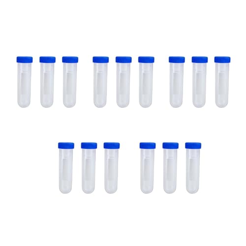 seluluory Zentrifugenröhrchen, transparent, 50 ml, Skala, Laborröhrchen mit Schraubverschluss, für Labor, Schule, 15 Stück von seluluory