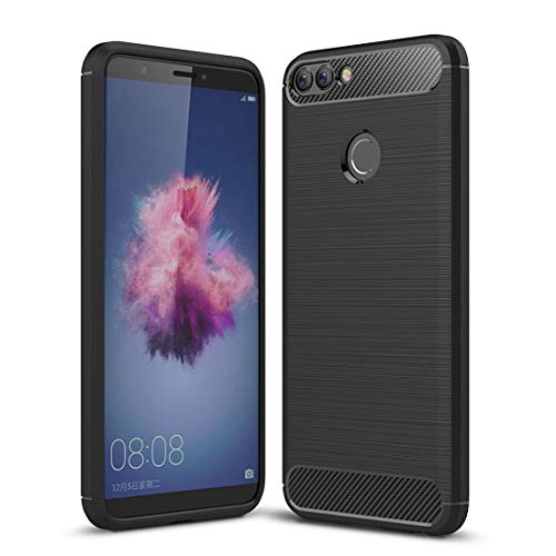 Cover Case Soft Matte Kompatibel mit Huawei P Smart FIG-LX1 FIG-L21 / Enjoy 7S (5.65) Schutzhülle Soft Matte Silikon Gel Schutz Flexibel TPU schwarz von senza marchio