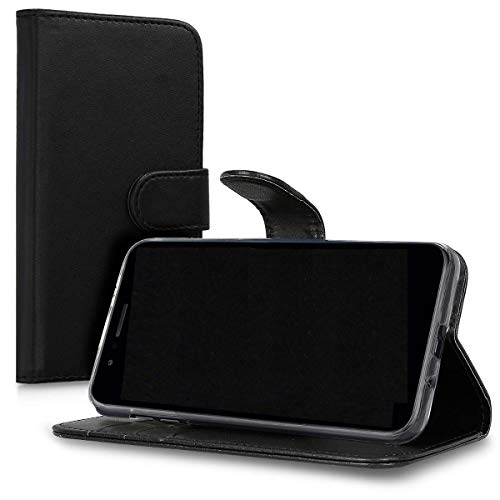 Kompatibel mit ALCATEL 1SE LIGHT / 4087U Handyhülle Schutzhülle Cover Case Stand Flip Magnetic Gel TPU Kunstleder Schutz Brieftasche Gold (Schwarz) von senza marchio