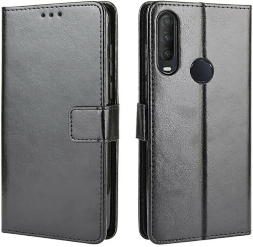 Kompatibel mit Alcatel 1S (2020) 5028D 5028Y / 3L (2020) / 1V 2020 Handyhüllen Handy Hüllen Schutzhülle Cover Stand Flip PU Gel TPU Brieftasche Magnetschutz Innenseite Kunstleder Kartenhalter Schwarz von senza marchio
